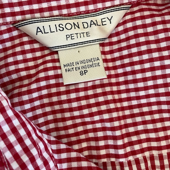 Alison Daley Red Gingham Cherry Blouse Size 8P - Picture 7 of 10